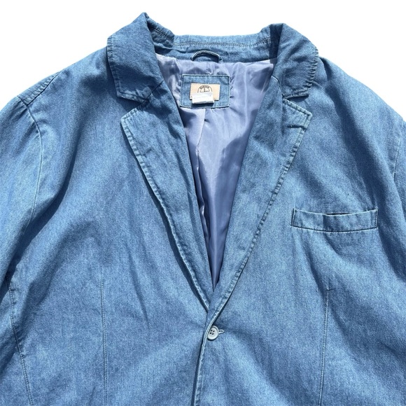 Vintage Haband Denim Two Button Blazer Jacket Blue Jean Chambray Size 2X - Picture 2 of 6